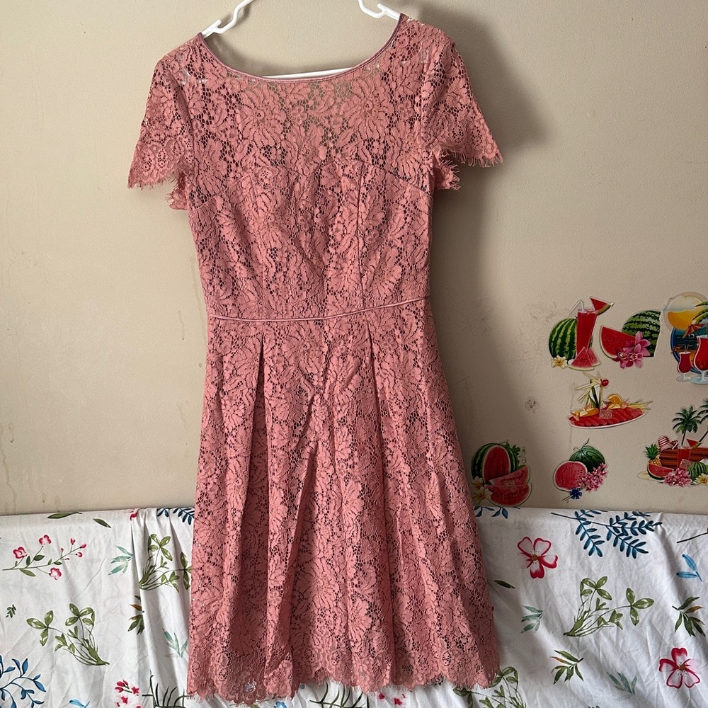 Women’s Pink Lace Fit-and-Flare Dress